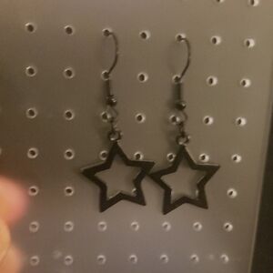 Black Star Dangle Earrings